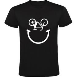 Fiets Smiley | Kinder T-shirt 128 | Zwart | Fietsland | Bike | Bicycle | Tweewieler | Vervoer Nederland | Sport | | Glimlach | Lachen | Vrolijk | Gelukkig | Plezier |